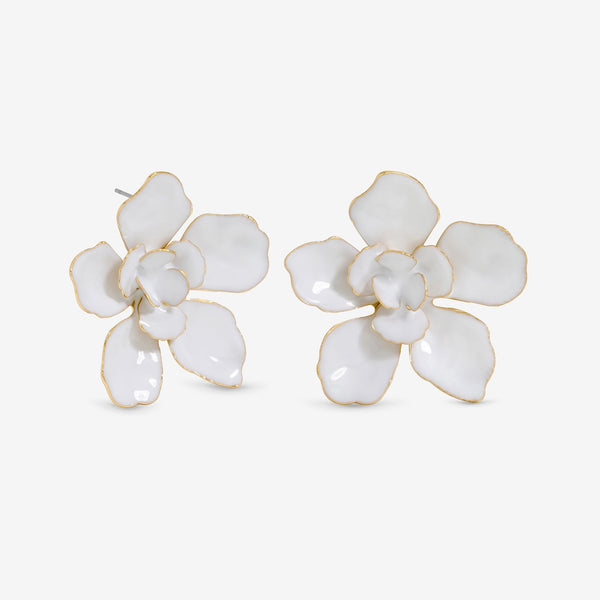 Mood Gold White Floral Earrings