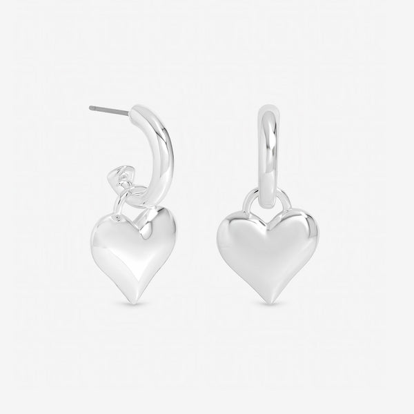 Mood Silver Plated Polished Heart Hoops