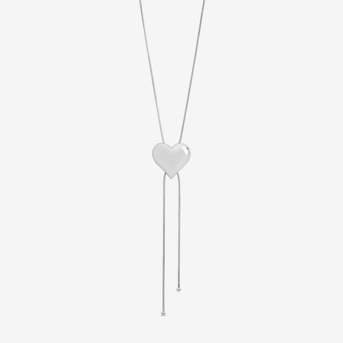 Mood Silver Plated Polished Heart Slider Necklace