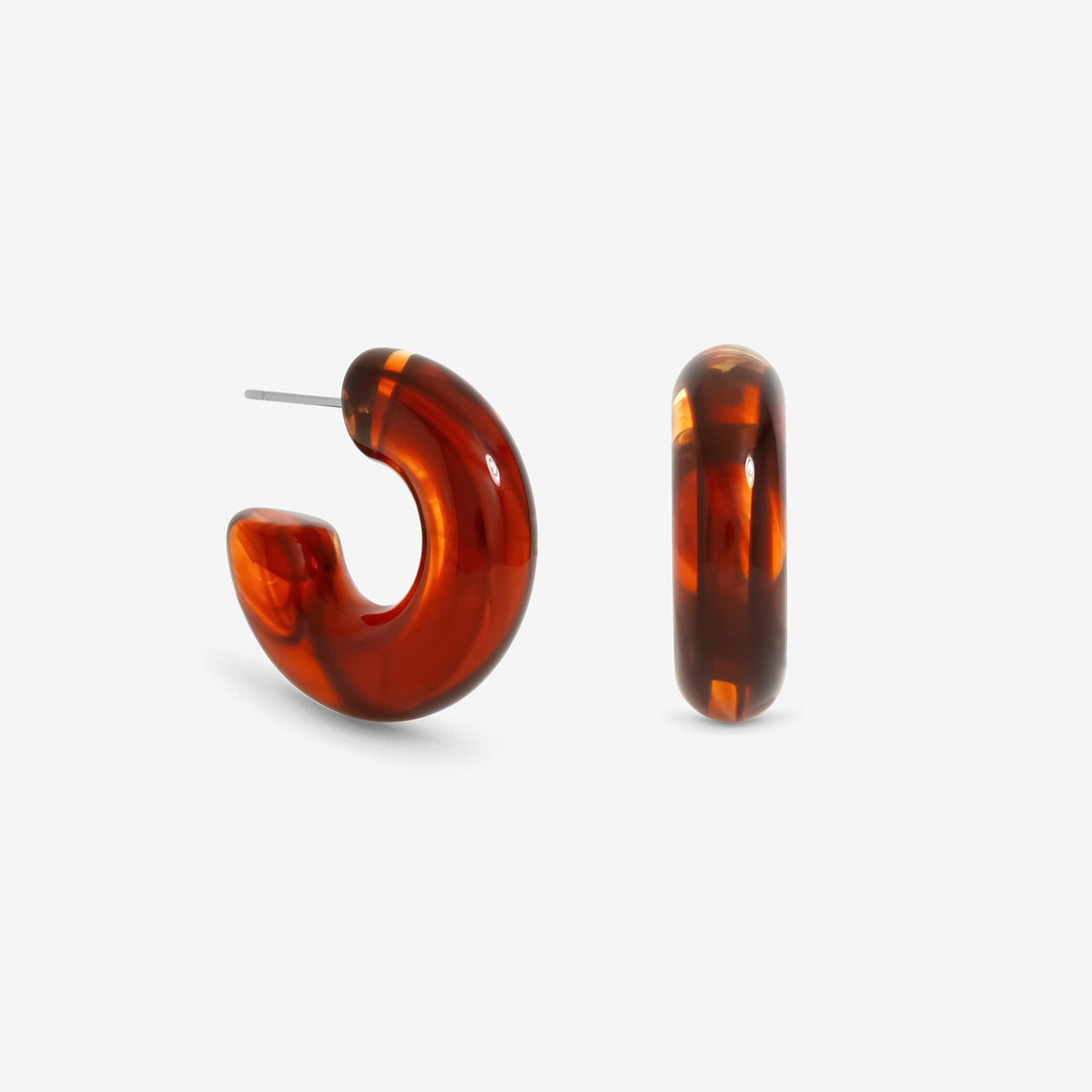 Mood Gold Plated Brown Resin Hoop Earrings
