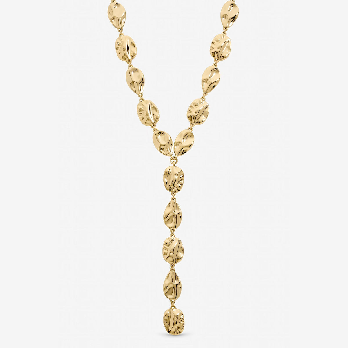 Mood Gold Polished Molten Y-Drop Necklace