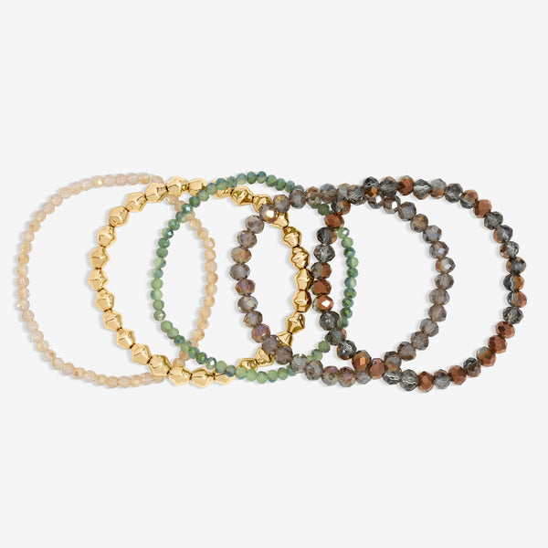 Mood Gold Plated and Polished Multi Colour Beaded Bracelets - Pack of 5