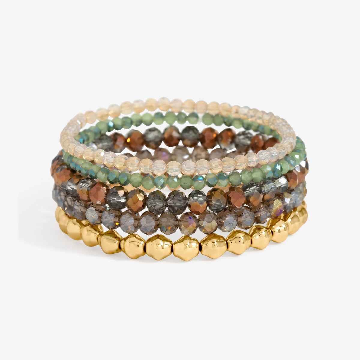 Mood Gold Plated and Polished Multi Colour Beaded Bracelets - Pack of 5