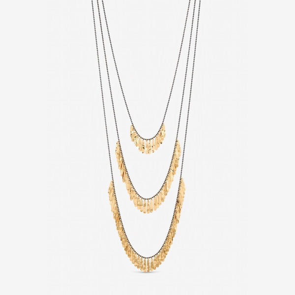 Mood Gold Plated Multi Row Shower Necklace
