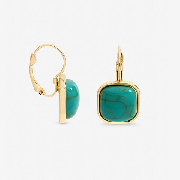 Mood Gold Plated and Turquoise Stone Drop Earrings