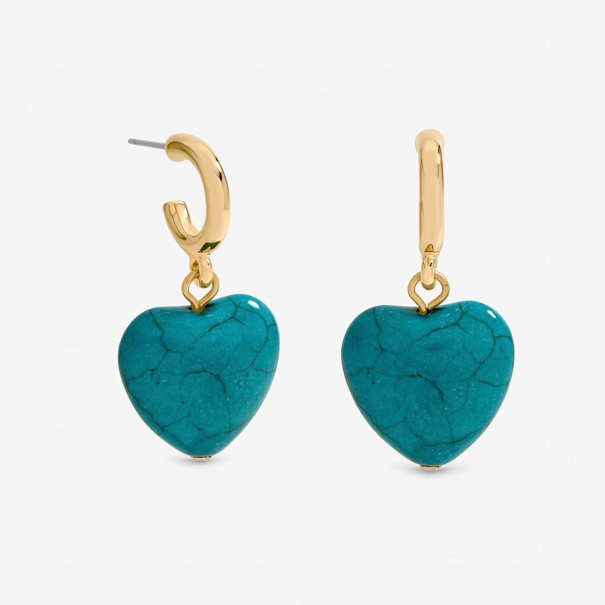 Mood Gold Plated and Turquoise Heart Huggie Earrings