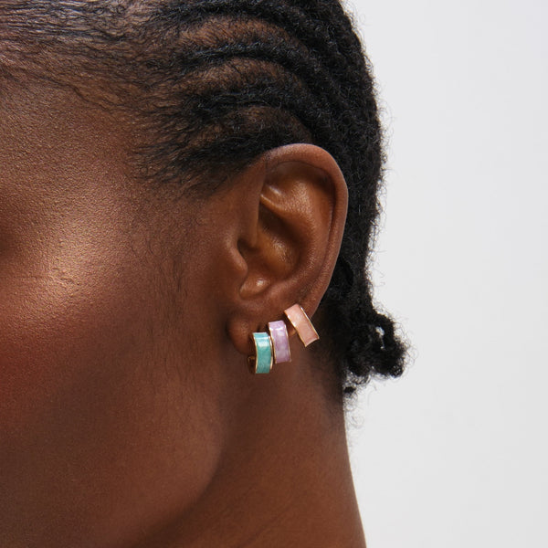 Mood Gold Plated Pastel Hoop Earrings - Pack of 3