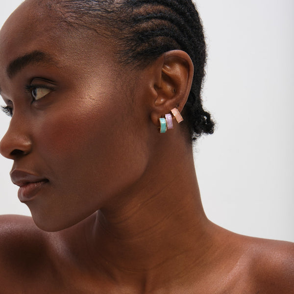Mood Gold Plated Pastel Hoop Earrings - Pack of 3