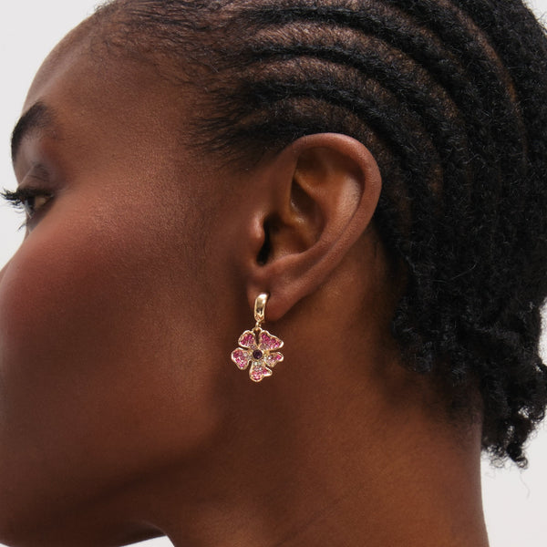 Mood Gold Plated and Multi Coloured Floral Earrings - Pack of 3