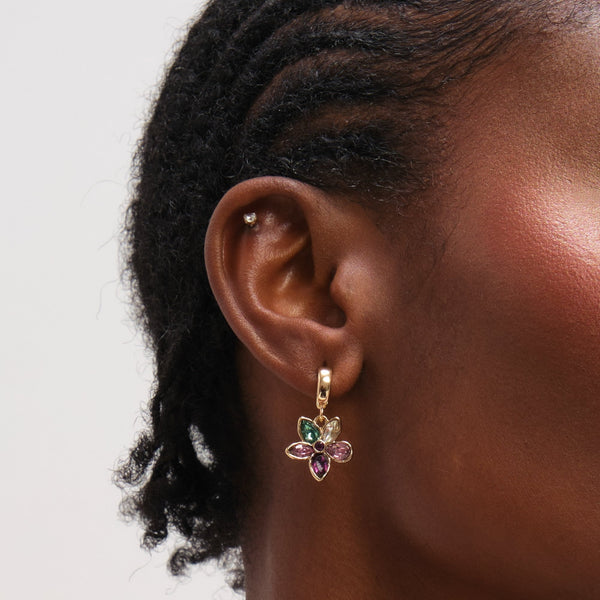 Mood Gold Plated and Multi Coloured Floral Earrings - Pack of 3