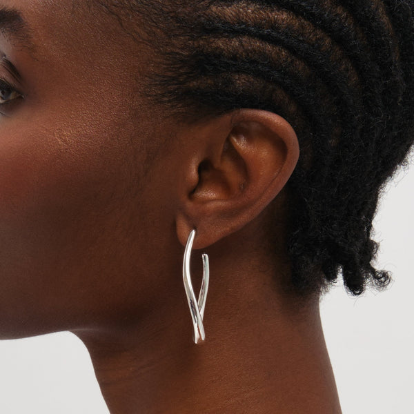 Mood Silver Plated Twist Hoop Earrings