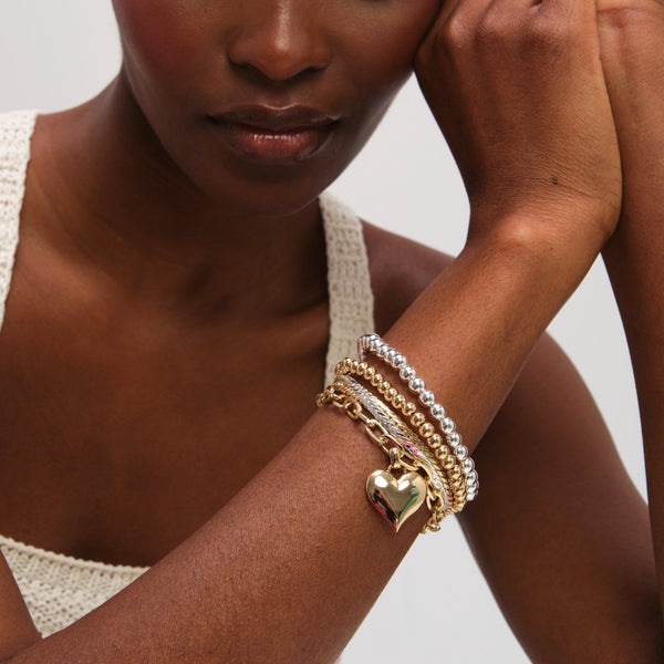 Mood Two Tone Heart Bracelet - Pack of