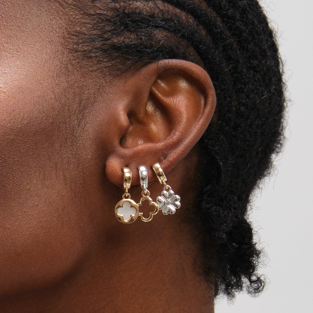 Mood Two Tone Clover Earrings - Pack Of 3