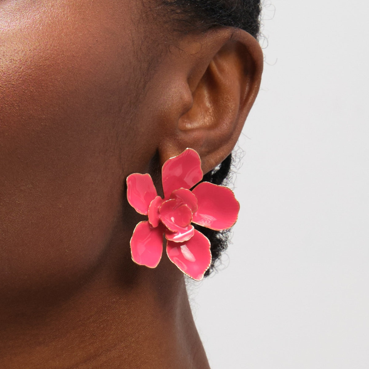 Mood Gold Pink Floral Earrings