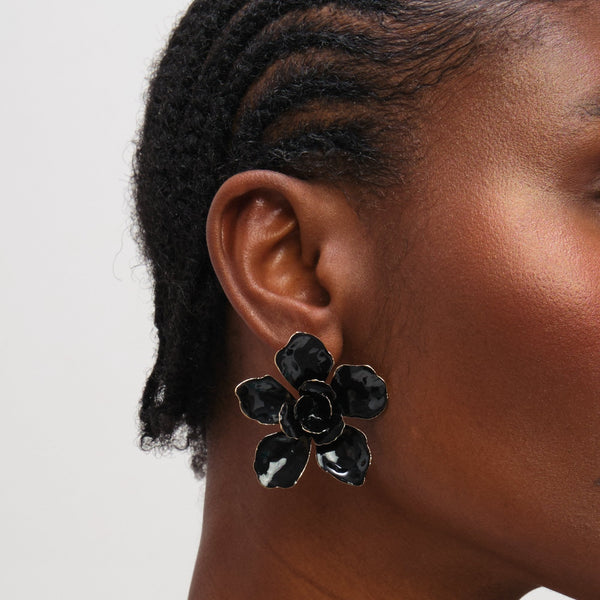 Mood Jet Statement Flower Earrings