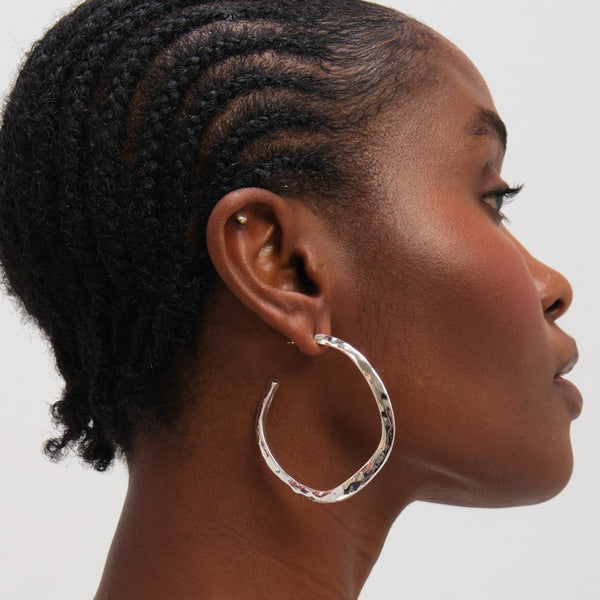 Mood Silver Plated Large Molten Hoops
