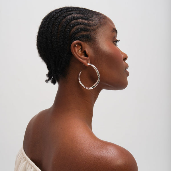 Mood Silver Plated Large Molten Hoops