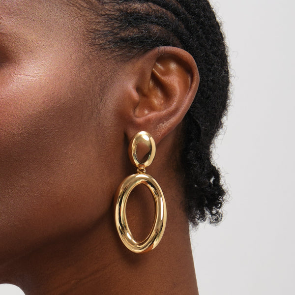 Mood Gold Plated Polished Open Drop Earrings