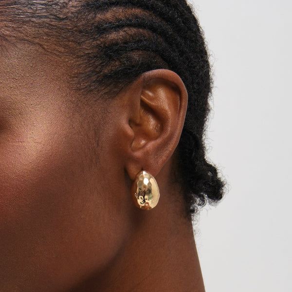 Mood Gold Plated Textured Dome Hoops