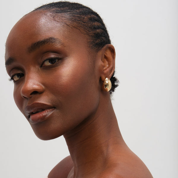 Mood Gold Plated Textured Dome Hoops