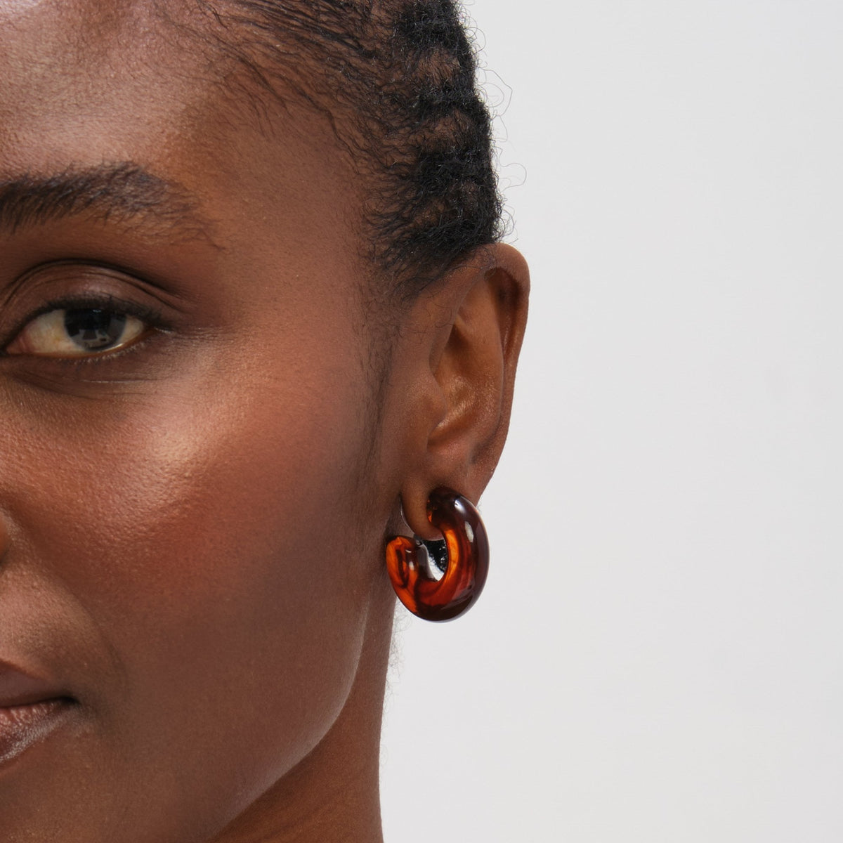 Mood Gold Plated Brown Resin Hoop Earrings
