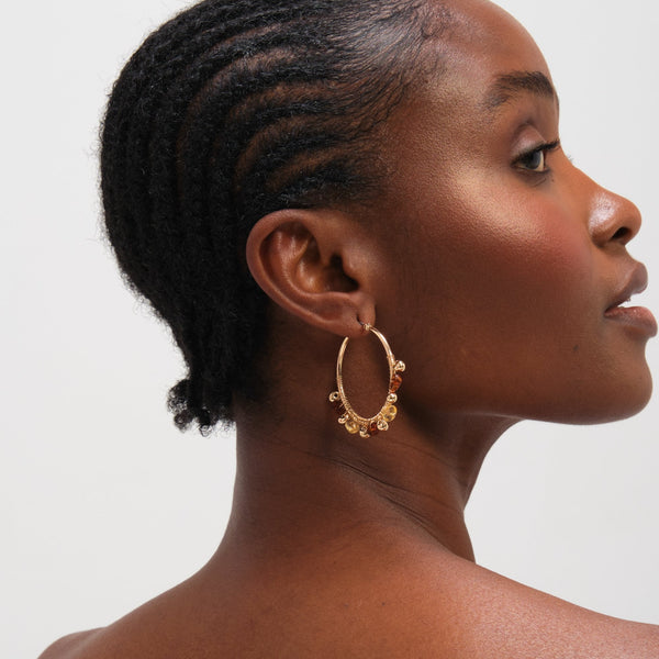 Mood Gold Polished and Resin Hoop Earrings