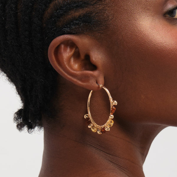 Mood Gold Polished and Resin Hoop Earrings