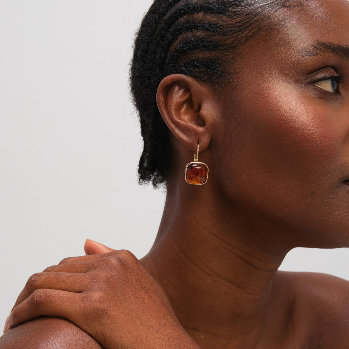 Mood Gold Plated Square Resin Drop Earrings
