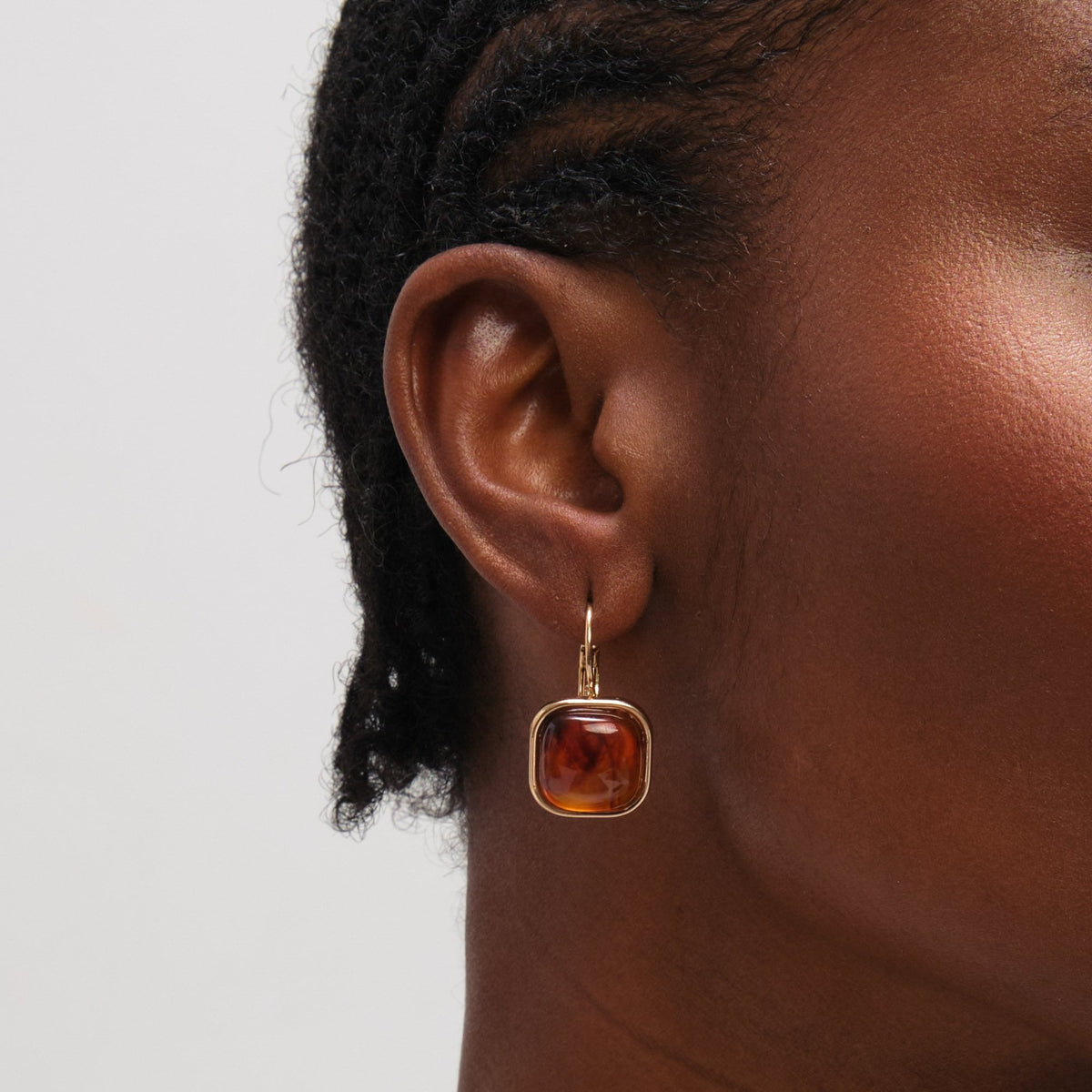 Mood Gold Plated Square Resin Drop Earrings