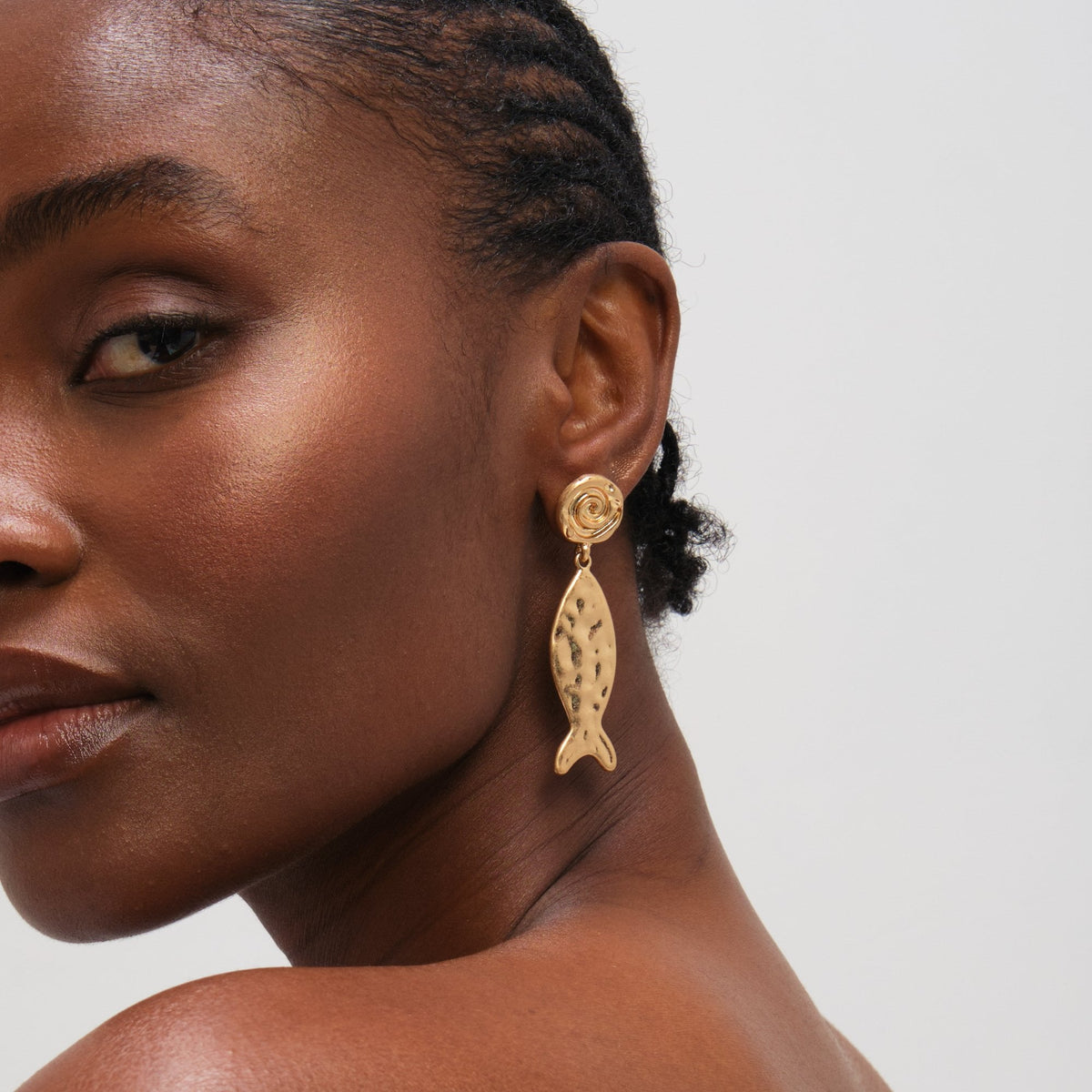 Mood Gold Molten Fish Statement Earrings