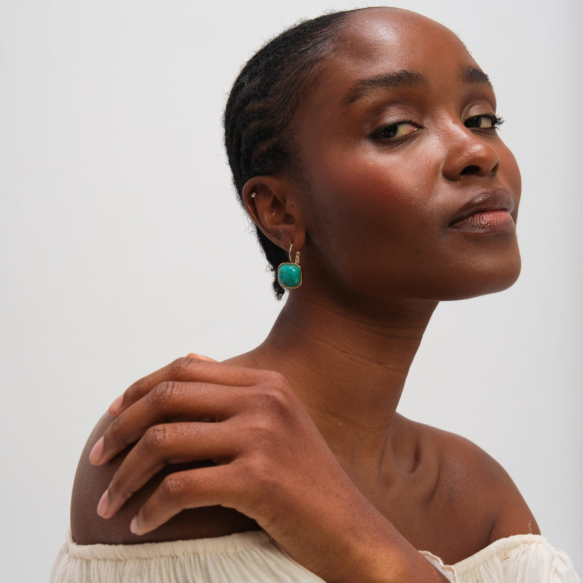 Mood Gold Plated and Turquoise Stone Drop Earrings