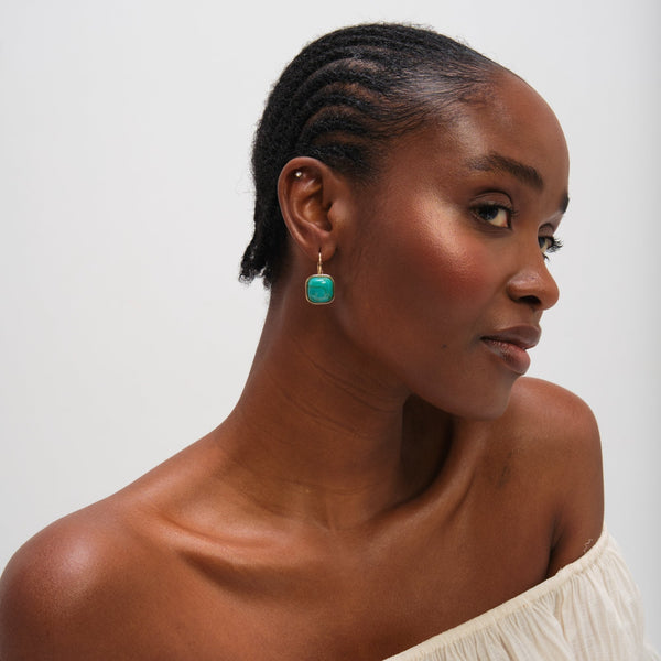 Mood Gold Plated and Turquoise Stone Drop Earrings