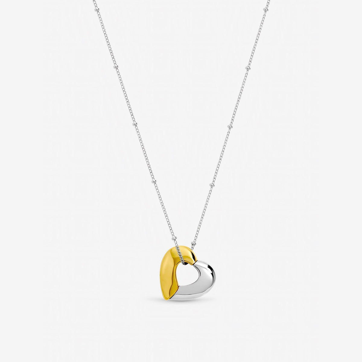 Inicio Sterling Silver Two Tone Heart Necklace - Gift Pouch