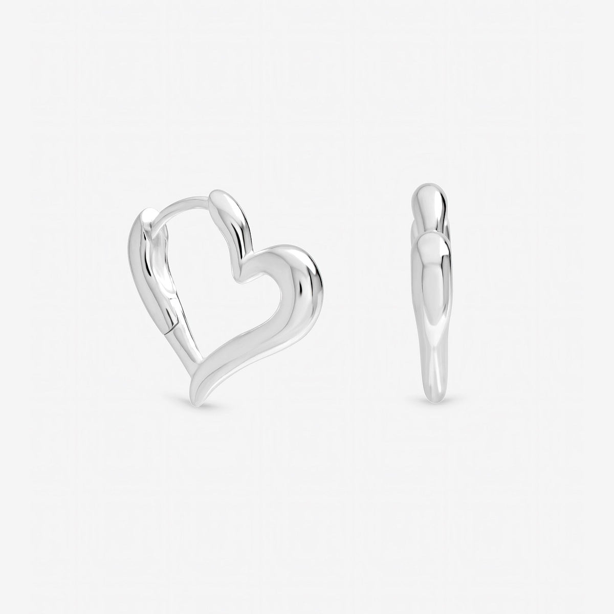 Inicio Sterling Silver Polished Heart Hoop Earrings