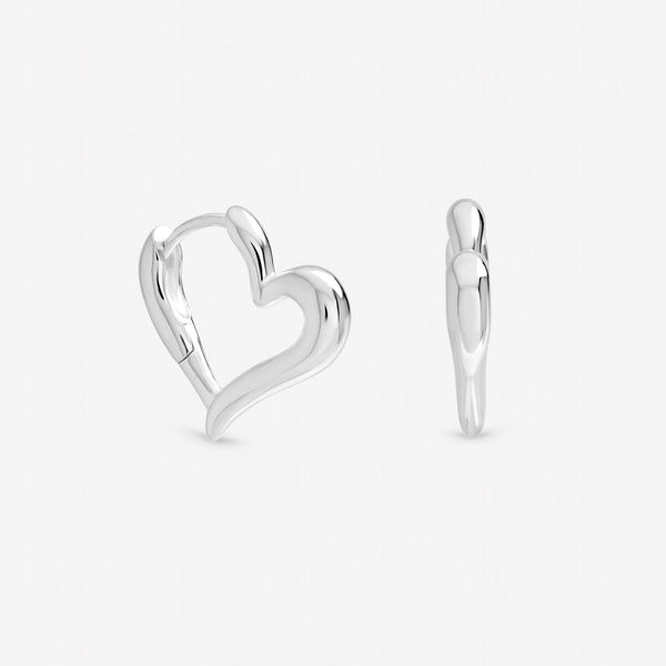 Inicio Sterling Silver Polished Heart Hoop Earrings