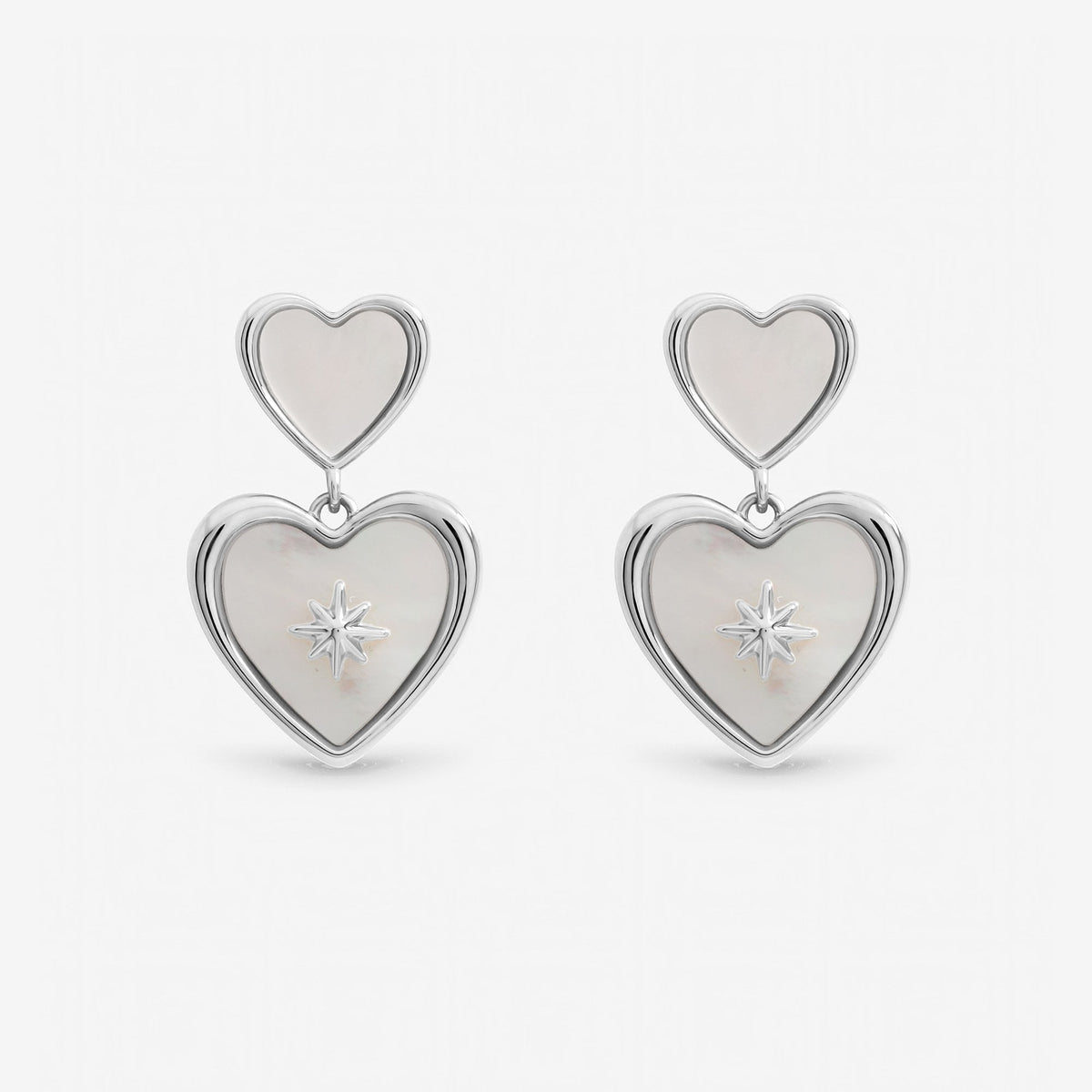 Inicio Sterling Silver Mother of Pearl Celestial Heart Drop Earrings