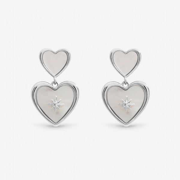 Inicio Sterling Silver Mother of Pearl Celestial Heart Drop Earrings