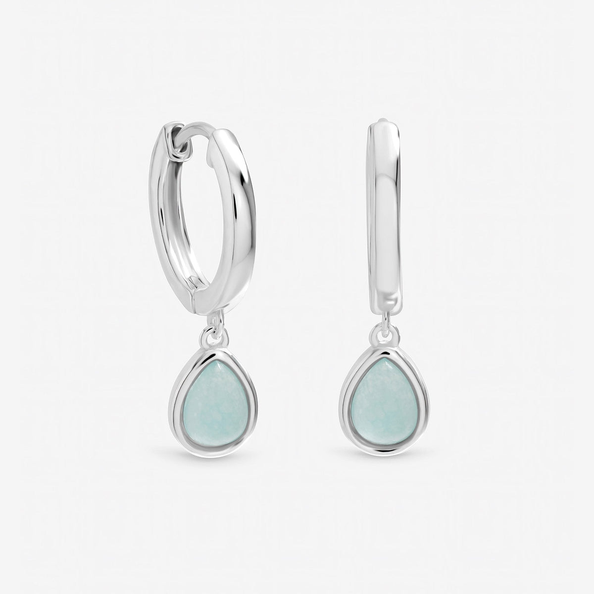 Inicio Sterling Silver Turquoise Peardrop Charm Hoops