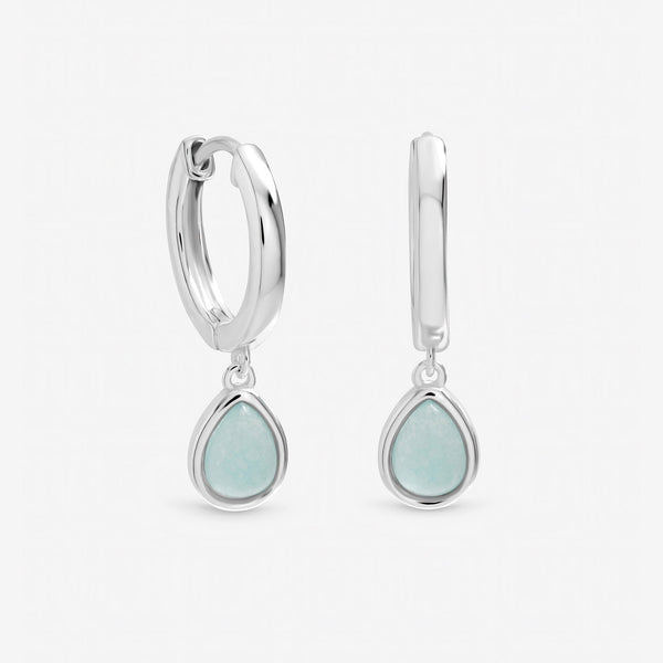 Inicio Sterling Silver Turquoise Peardrop Charm Hoops