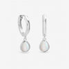 Inicio Sterling Silver Opal Peardrop Charm Hoops