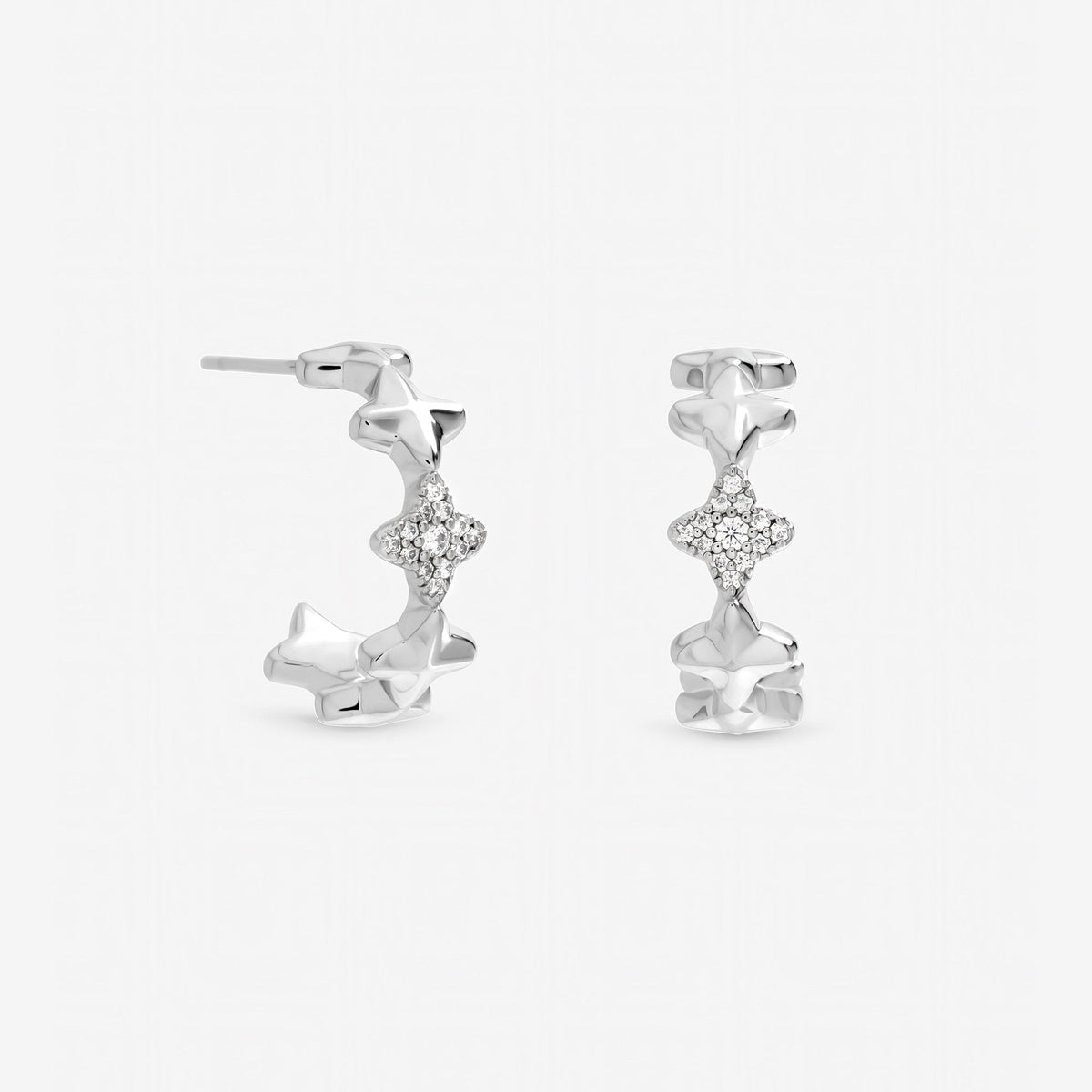 Inicio Sterling Silver Celestial Star Hoop Earrings