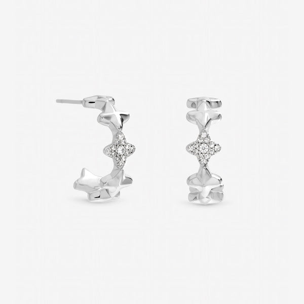 Inicio Sterling Silver Celestial Star Hoop Earrings