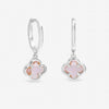 Inicio Sterling Silver Vintage Rose Clover Charm Huggie Hoops