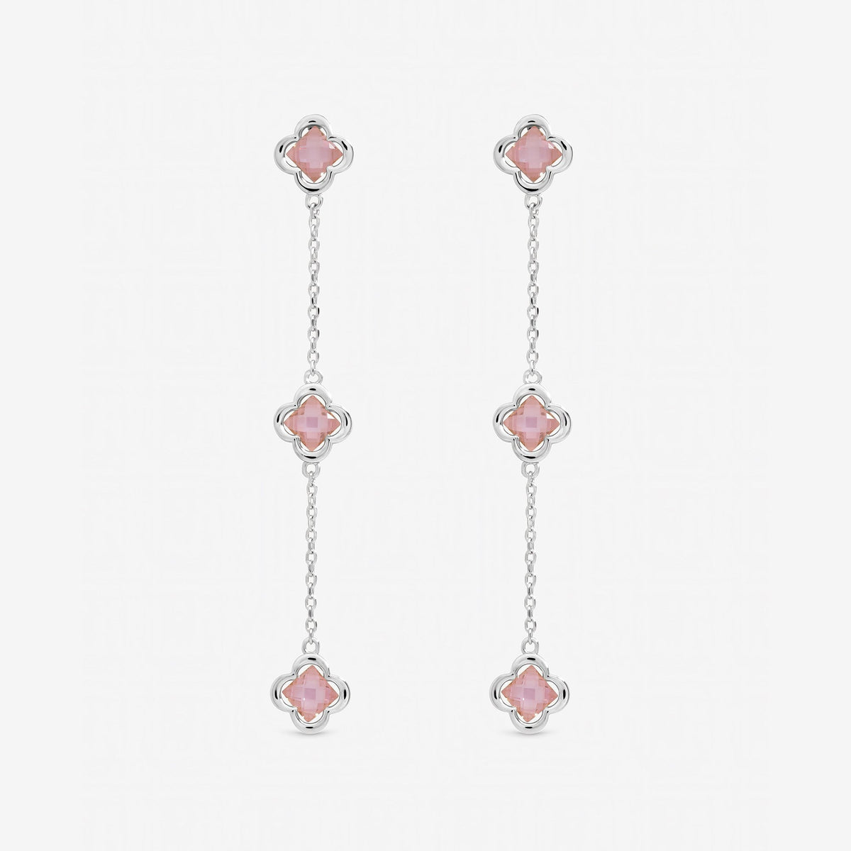 Inicio Sterling Silver Vintage Rose Fine Triple Clover Drop Earrings