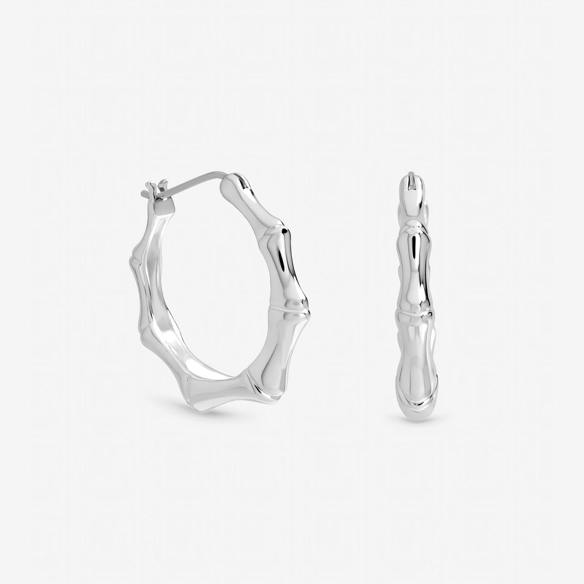 Inicio Sterling Silver Polished Bamboo Hoops