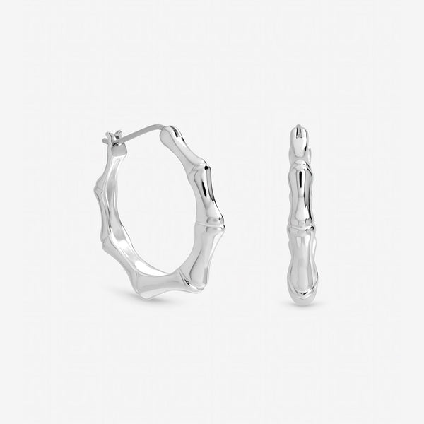 Inicio Sterling Silver Polished Bamboo Hoops