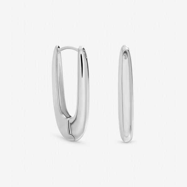 Inicio Sterling Silver Polished Long Fluid Hoop Earrings
