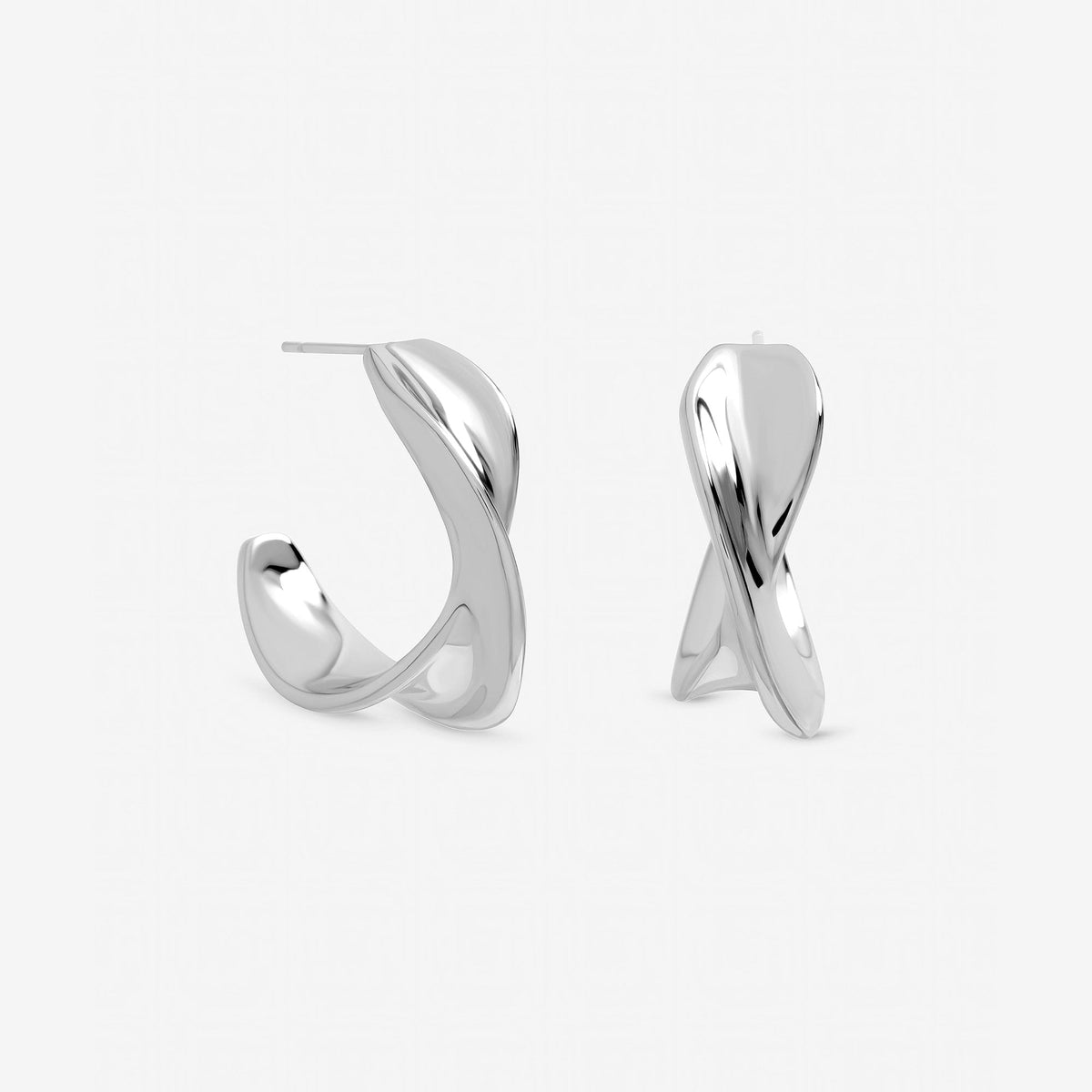 Inicio Sterling Silver Large Polished Twist Hoops