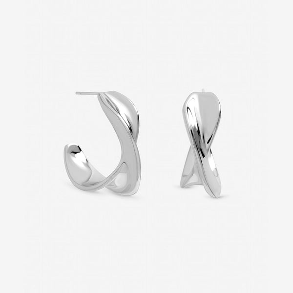 Inicio Sterling Silver Large Polished Twist Hoops