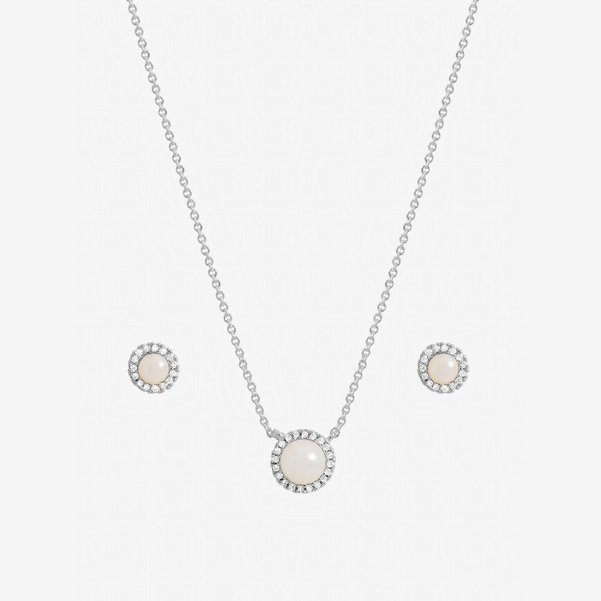 Inicio Sterling Silver Pearl Halo Set - Gift Box